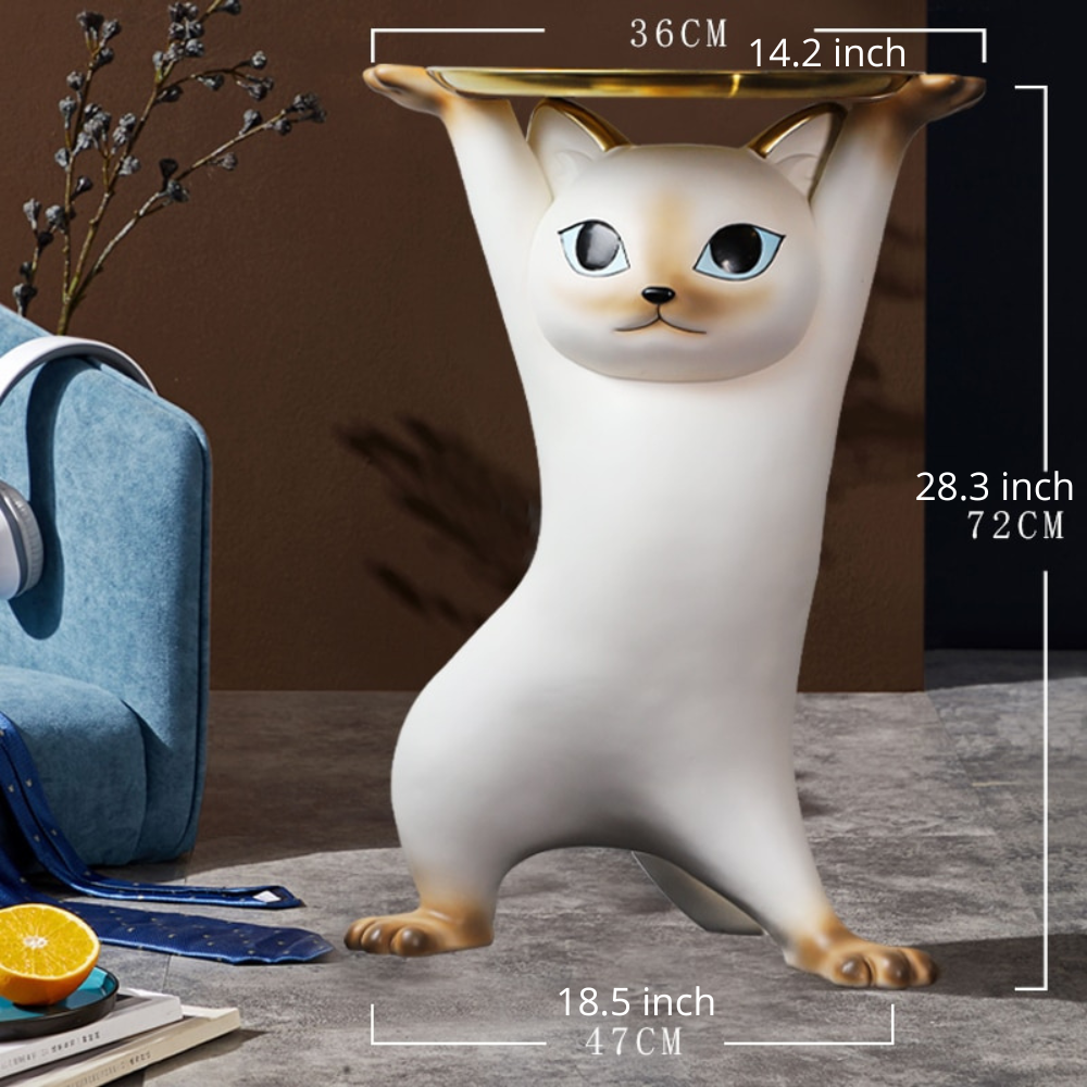 Sneaky Kitty Sculpture Tray Table