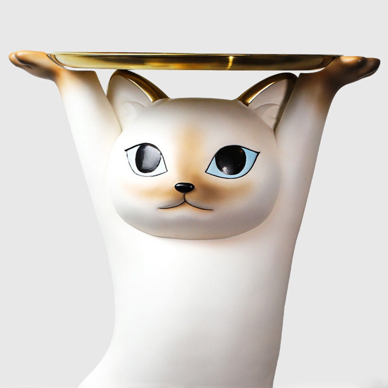 Sneaky Kitty Sculpture Tray Table