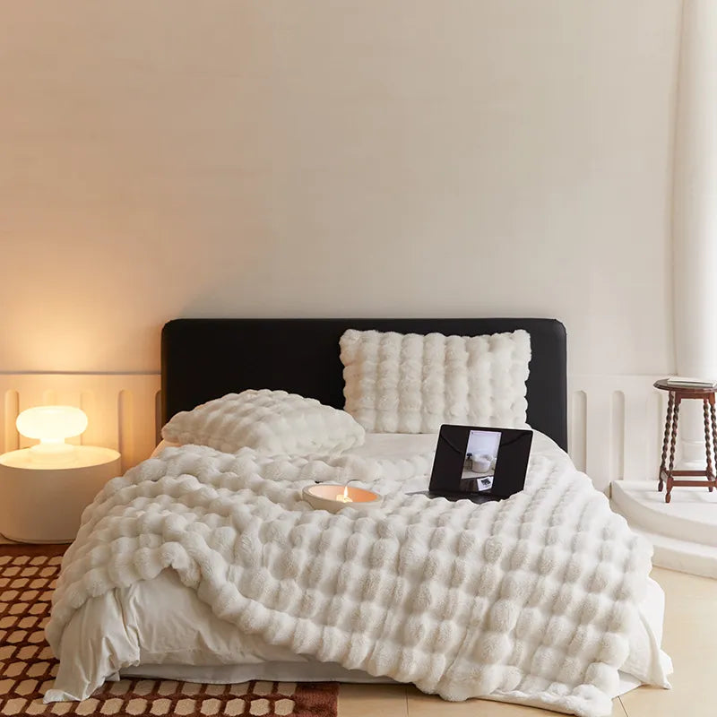 Rabbit Faux-Fur Nordic Blanket Throw