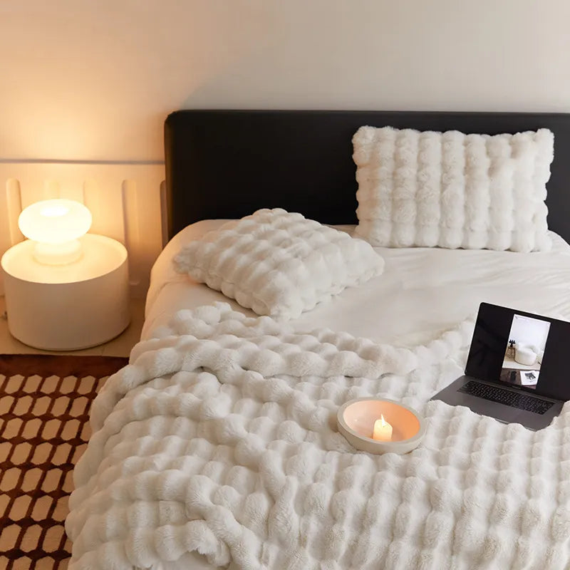 Rabbit Faux-Fur Nordic Blanket Throw