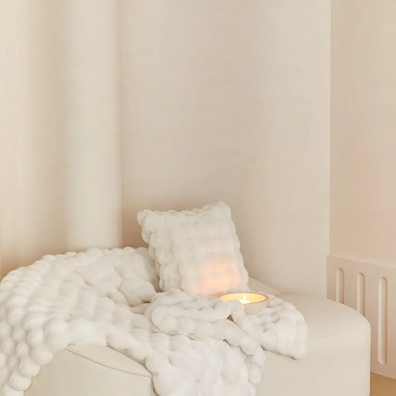 Rabbit Faux-Fur Nordic Blanket Throw