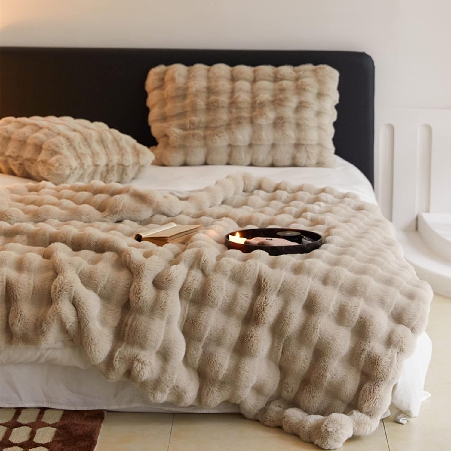 Rabbit Faux-Fur Nordic Blanket Throw