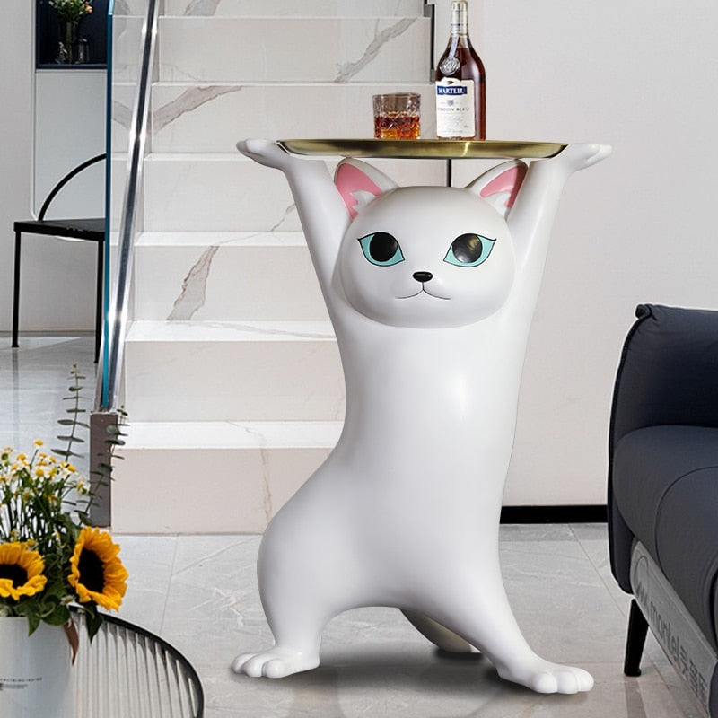 Sneaky Kitty Sculpture Tray Table