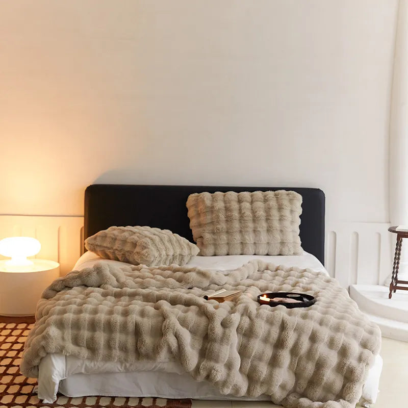 Rabbit Faux-Fur Nordic Blanket Throw