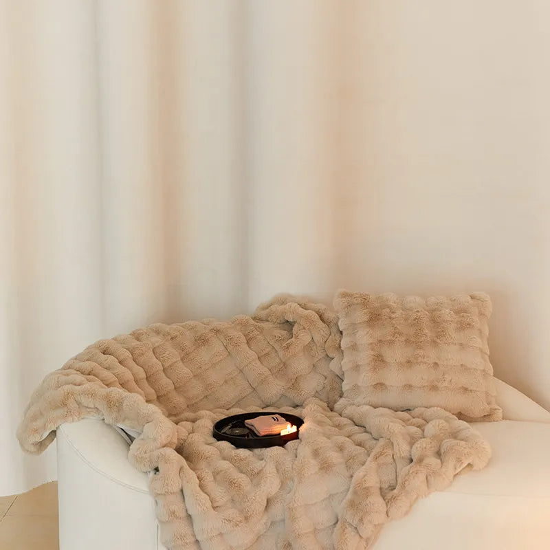 Rabbit Faux-Fur Nordic Blanket Throw
