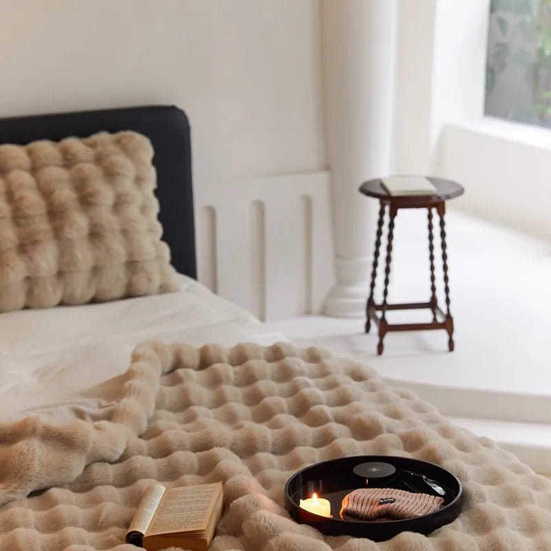 Rabbit Faux-Fur Nordic Blanket Throw
