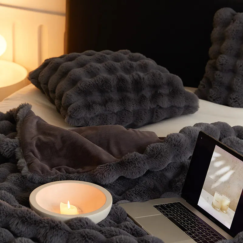 Rabbit Faux-Fur Nordic Blanket Throw