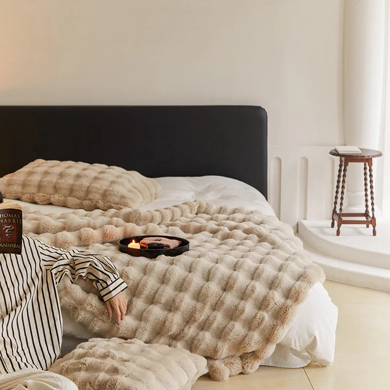 Rabbit Faux-Fur Nordic Blanket Throw