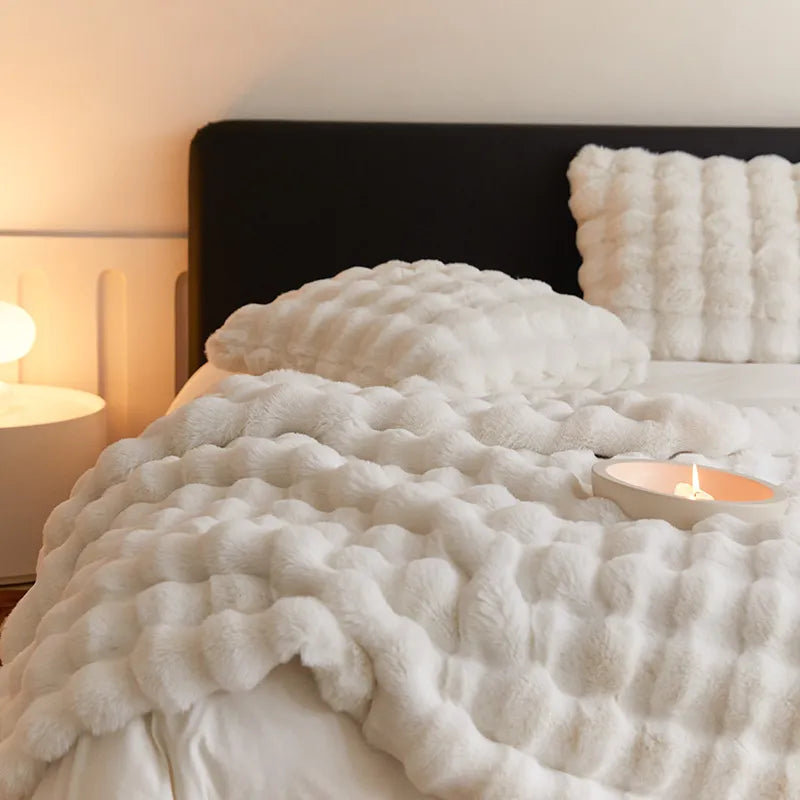 Rabbit Faux-Fur Nordic Blanket Throw