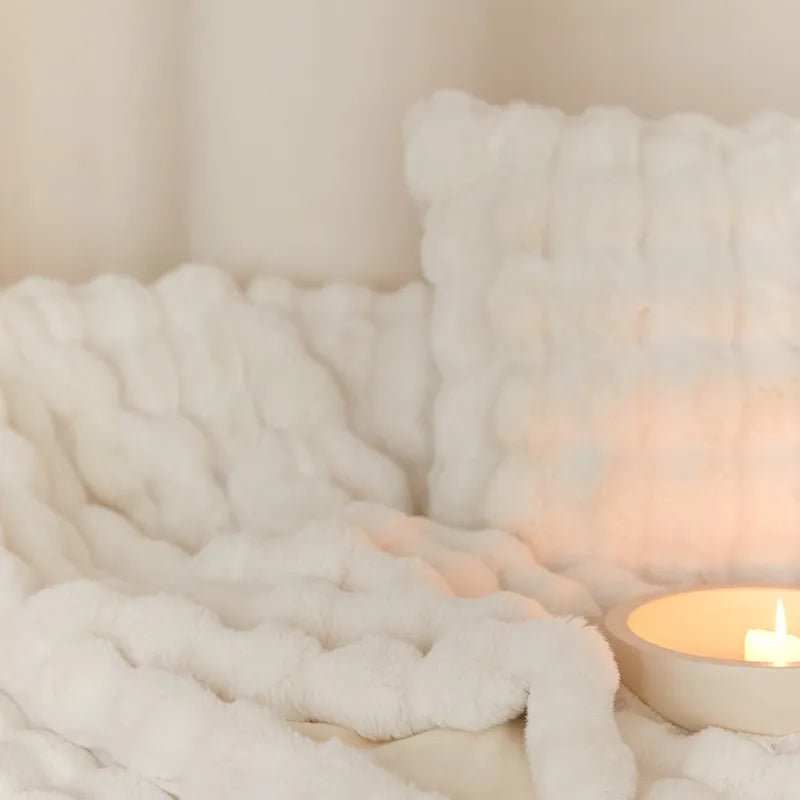 Rabbit Faux-Fur Nordic Blanket Throw