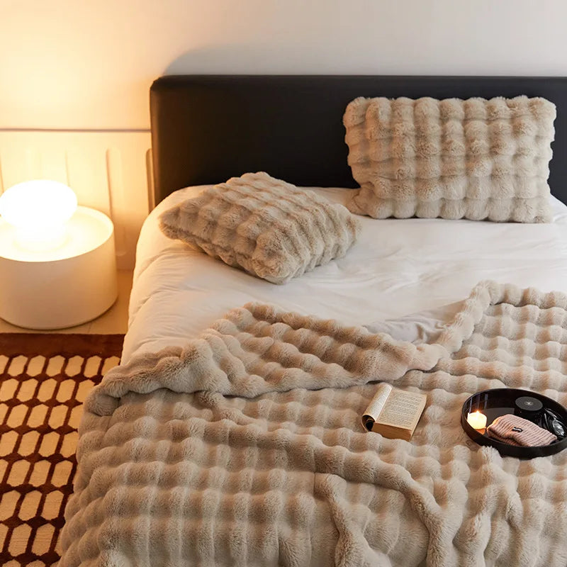 Rabbit Faux-Fur Nordic Blanket Throw